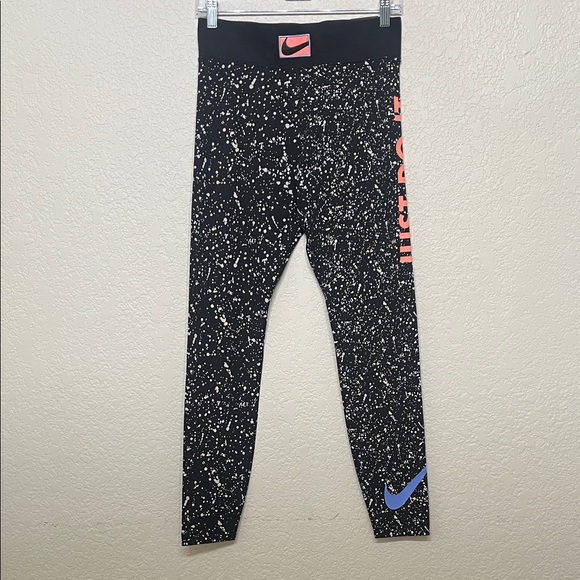 Nike Pants - Nike JUST DO IT Women’s Medium Black Speckled Leggings